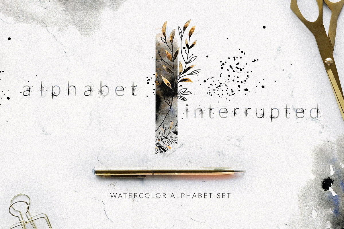 Alphabet Interrupted Watercolor Set, a Decorative Illustration by Bibela (Photo 1 of 9)