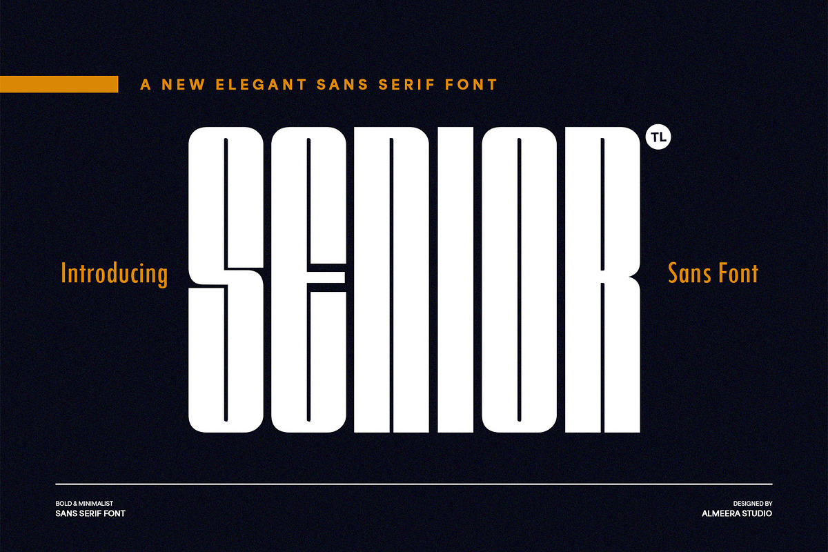 Senior - Elegant & Condensed Sans, a Sans Serif Font by Almeera Std (Photo 1 of 6)