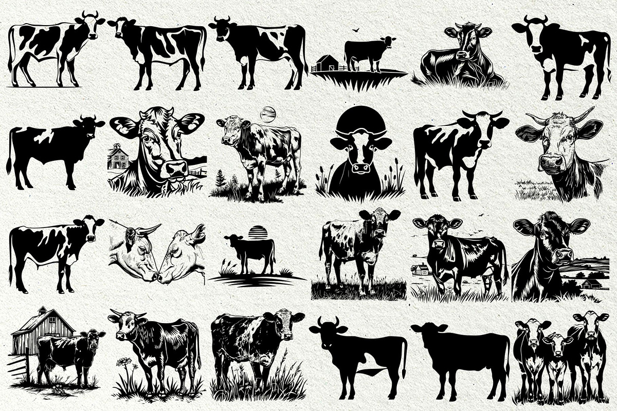 Cow SVG Bundle. Farm scene, an Animal Illustration by DENIDigitalArtSudio (Photo 3 of 8)