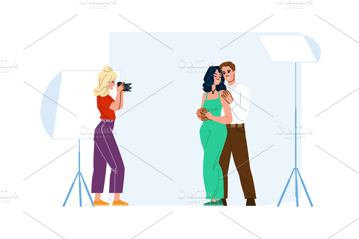 Photographer capturing happy couple, a Person Illustration by pikepicture