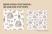 Hand drawn Wedding pattern bundle, a Pattern Graphic by CreativeChristiana (Thumbnail 6 of 14)