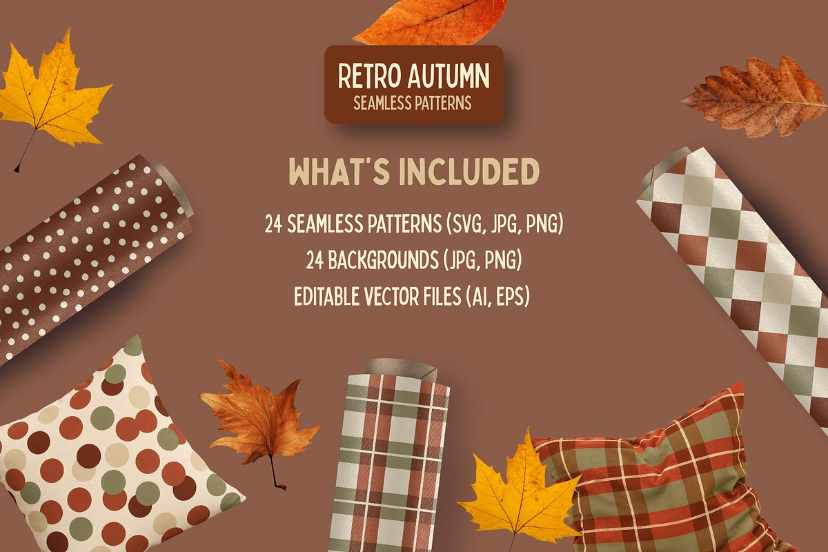 Retro Autumn Seamless Patterns, a Pattern Graphic by Checks & Dots (Photo 2 of 10)