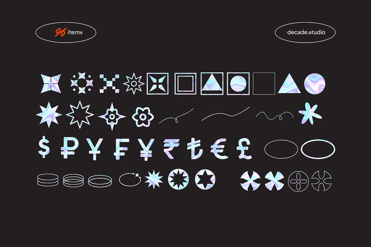 Holographic Chrome Shape Elements, an Object Graphic by Decade Studio (Photo 2 of 4)