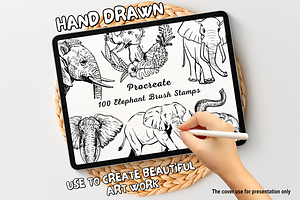 100 Elephant Procreate Stamps