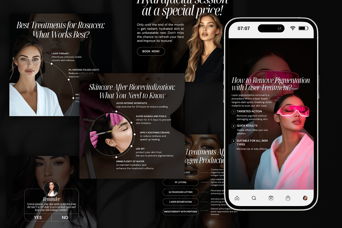 Medspa Canva Instagram Templates, a Social Media Template by Xenié Creative (Photo 2 of 10)