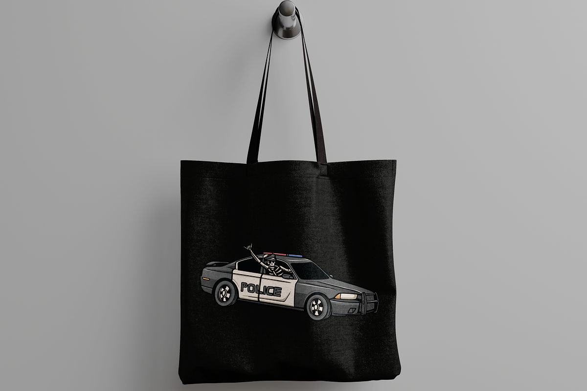 Skeleton in Police Car, an Object Illustration by nomlimo.com (Photo 2 of 3)