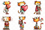 Quirky Valentine Cats Clipart, an Animal Illustration by Black Bird Studio (Thumbnail 5 of 6)