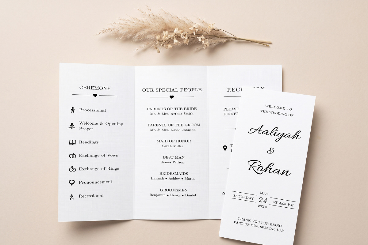 Minimalist Wedding Program Template, an Invitation Template by Arslan (Photo 3 of 4)