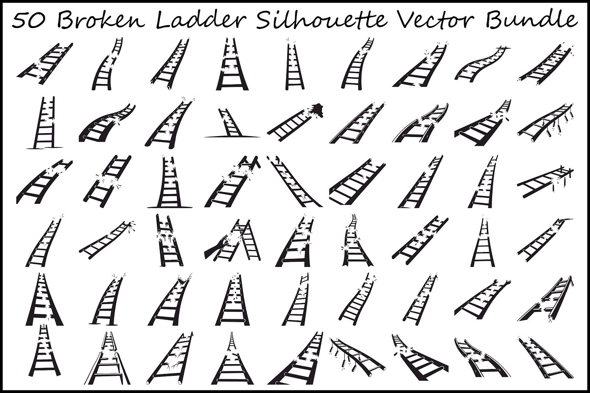 50 Broken Ladder Silhouette Bundle, an Illustration by Designs_River (Photo 1 of 51)