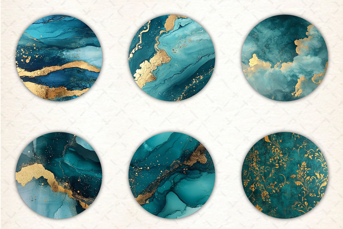 Teal and Gold Glitter Ink Textures, a Pattern Graphic by Libby Wishes (Photo 3 of 5)