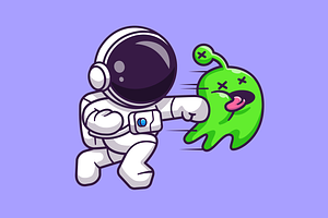 Cute Astronaut Smashing Allien