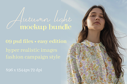 Autumn light mockup bundle - 09 psd, a Shirt Mockup by Apparel Mockups