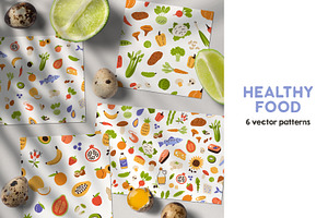 Healthy food seamless patterns, a Pattern Graphic by Good Studio