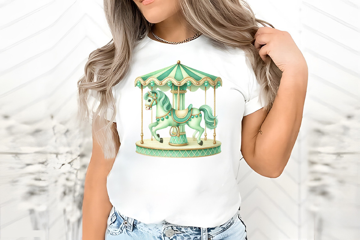 Green Nursery Carousel Horses Clipar, an Illustration by RobertsArt (Photo 4 of 7)
