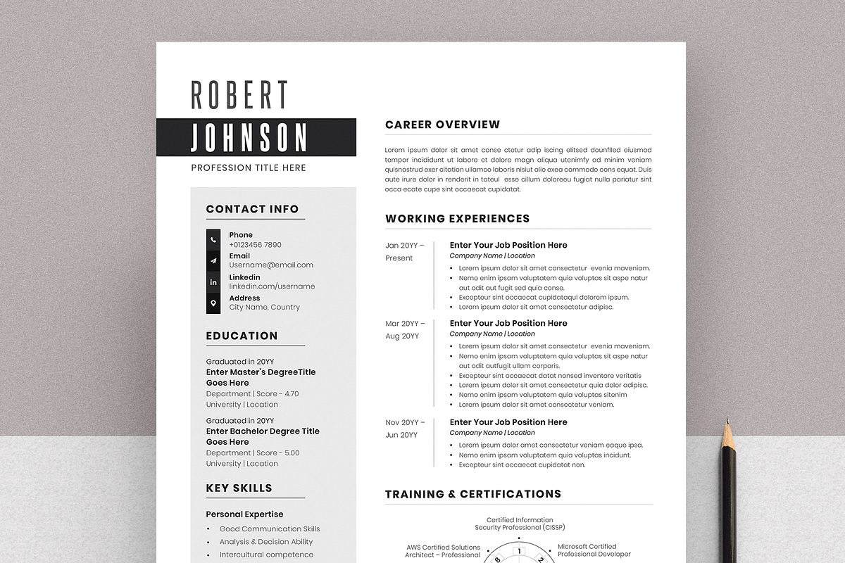 Clean Resume Cv Template Word Pages, a Resume Template by Tbunny (Photo 6 of 7)