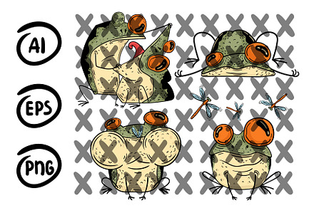 Cute Frogs clipart collection.