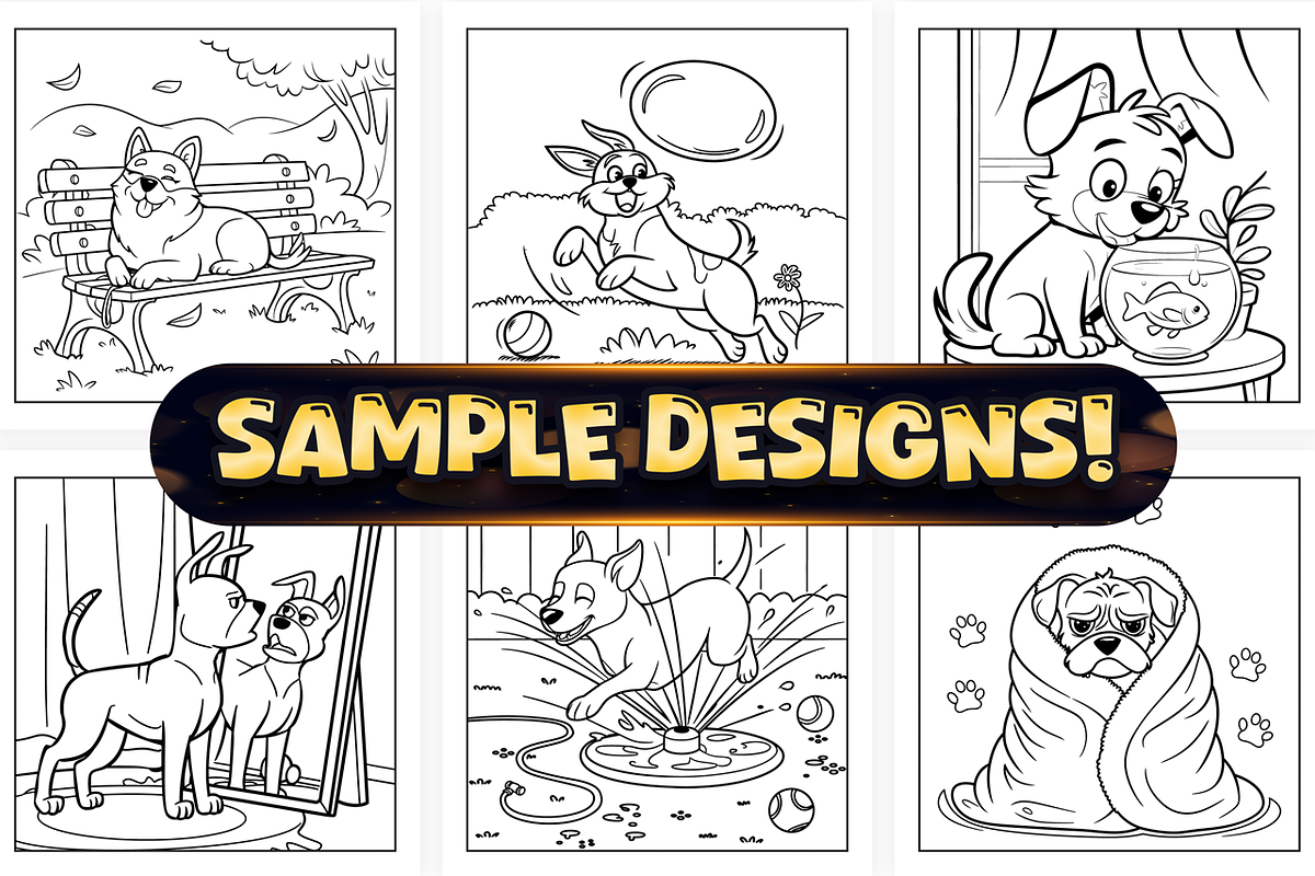 Bold Easy Dog Moments Coloring Pages, an Animal Illustration by Craftsbeefy (Photo 3 of 4)