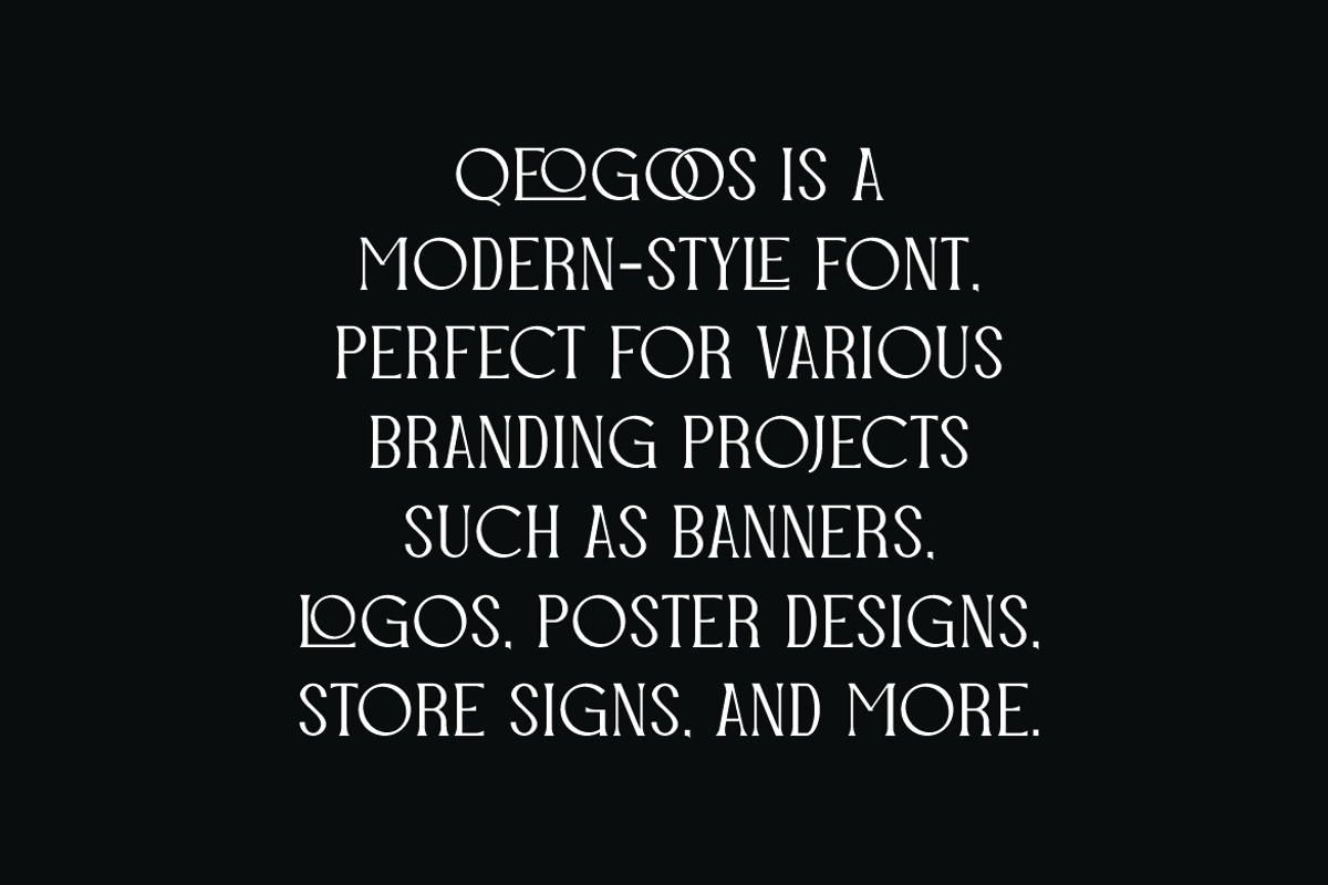 Qeogoos - Modern Logo Font, a Serif Font by Iqsiart Studio (Photo 5 of 8)