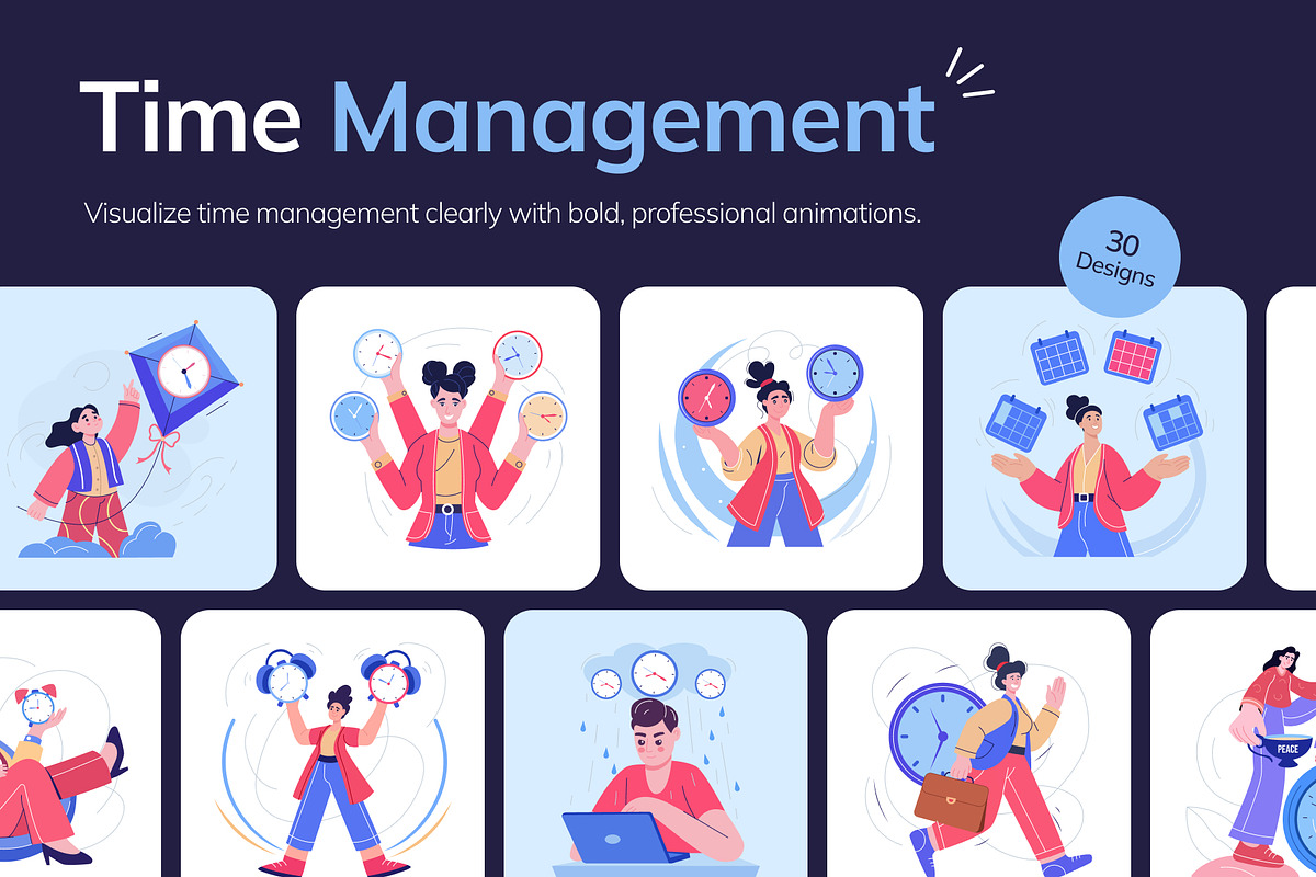 Animated Time Management, a Finance Illustration by Creative Stall (Photo 1 of 5)