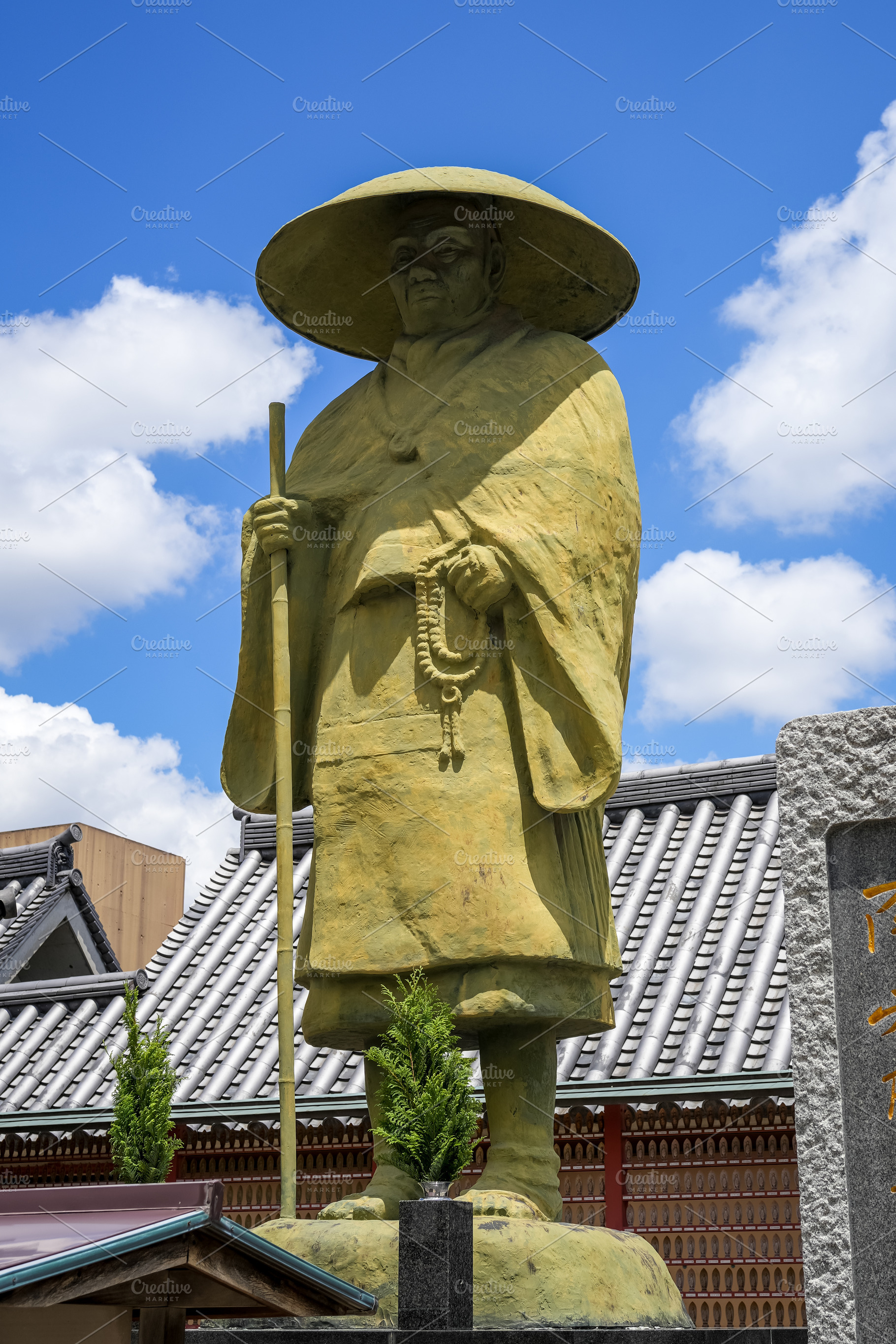 Statue of monk Shinran at Shitenno-ji Temple in Osaka, Japan, an Architecture Photo by GoodGoods