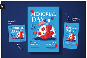 Blue Memorial Day Flyer, a Flyer Template by Neermana