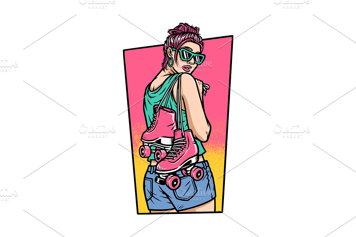 beautiful woman roller skates, a Person Illustration by gunaonedesign (Photo 1 of 4)
