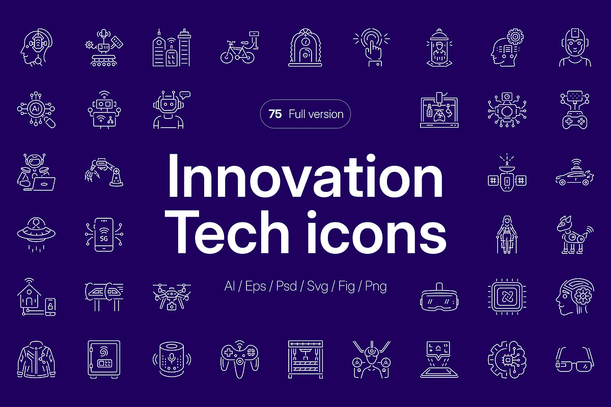 Tech and Innovation Icon Set, an Outline Icon by Prosymbols (Photo 1 of 7)