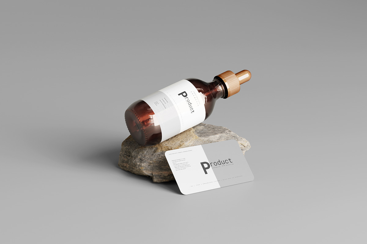 Amber Glass Dropper Bottle Mockup, a Cups & Container Mockup by pmvch (Photo 5 of 6)