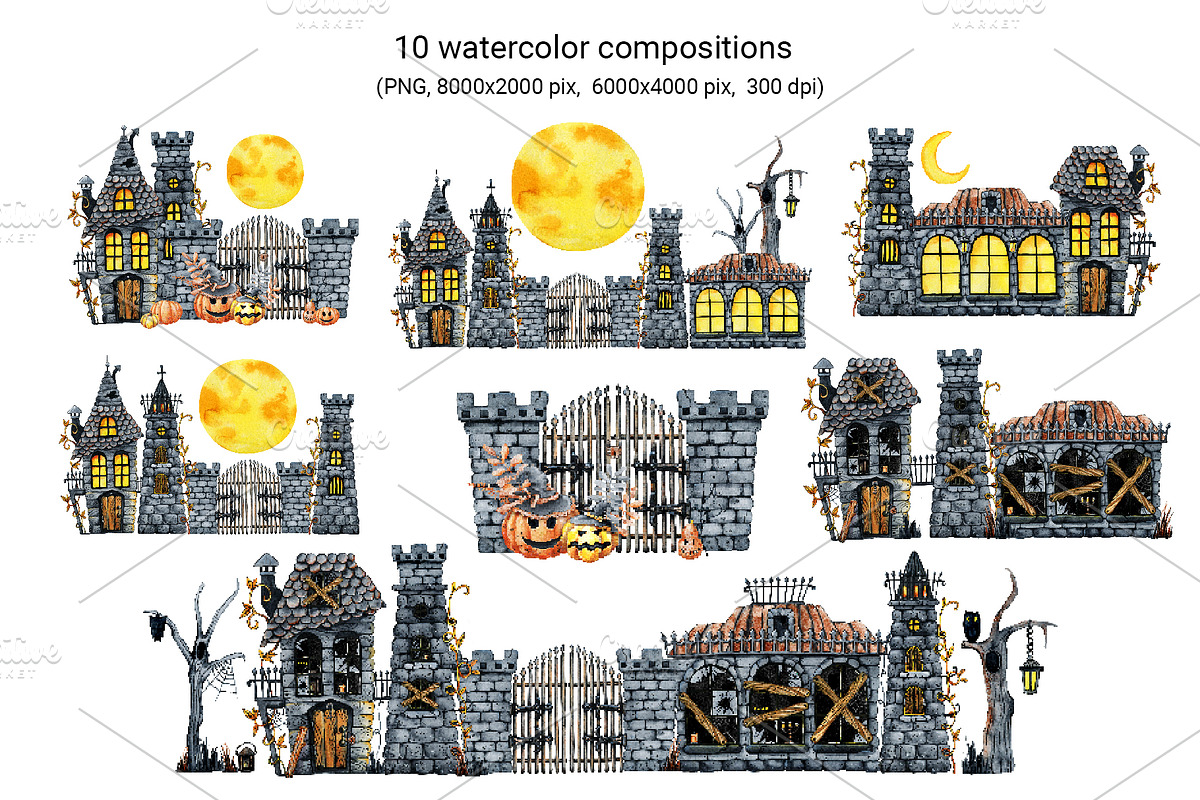 Happy Halloween clipart and paper, a Decorative Illustration by Artmanata (Photo 3 of 16)