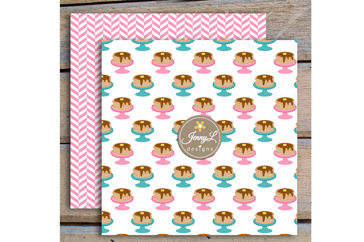 Pancake Digital Papers & Clipart, a Pattern Graphic by JennyL Designs (Photo 5 of 6)