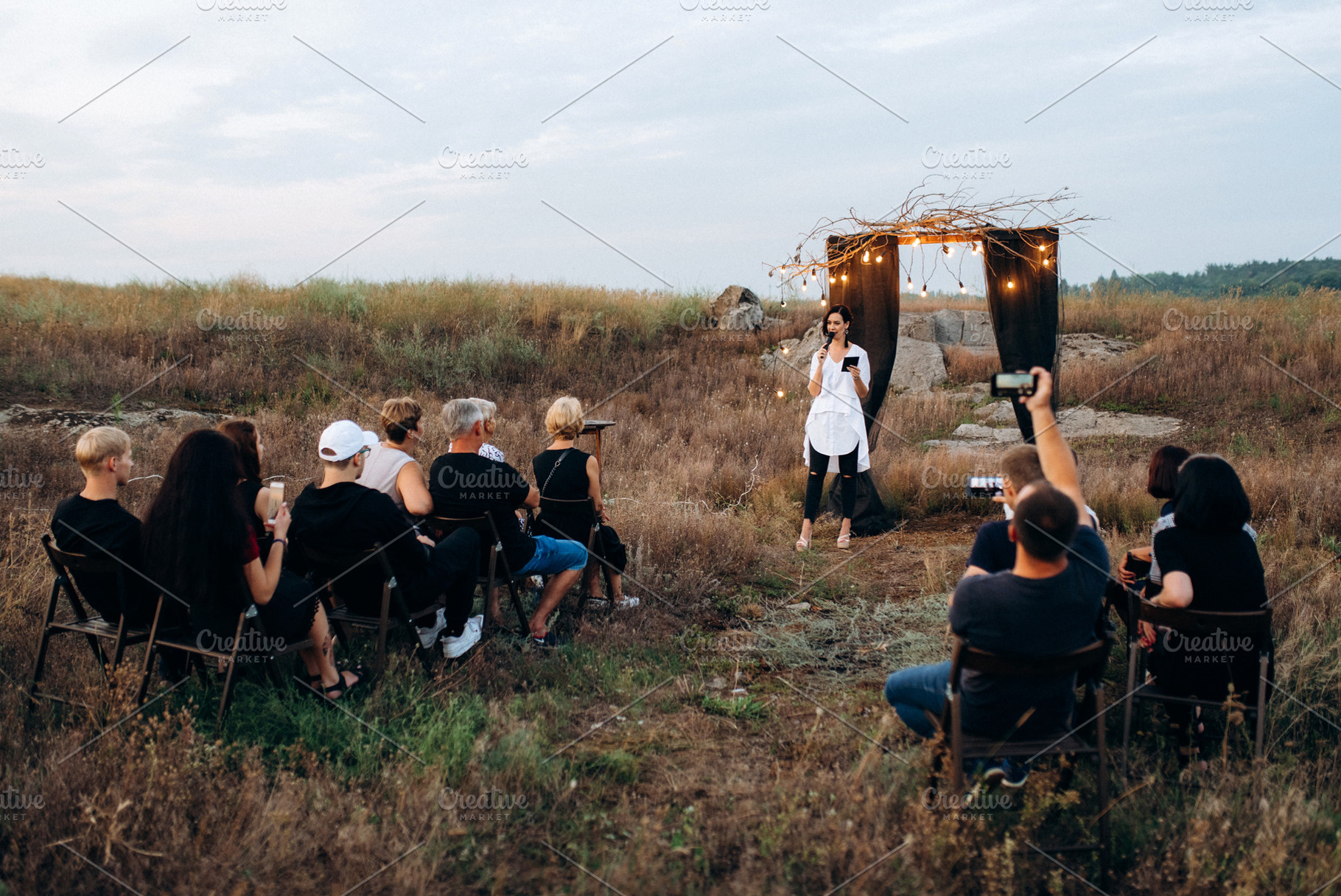 non-standard wedding ceremony in a stone quarry field, a Person Photo by Weddings, People, Travel