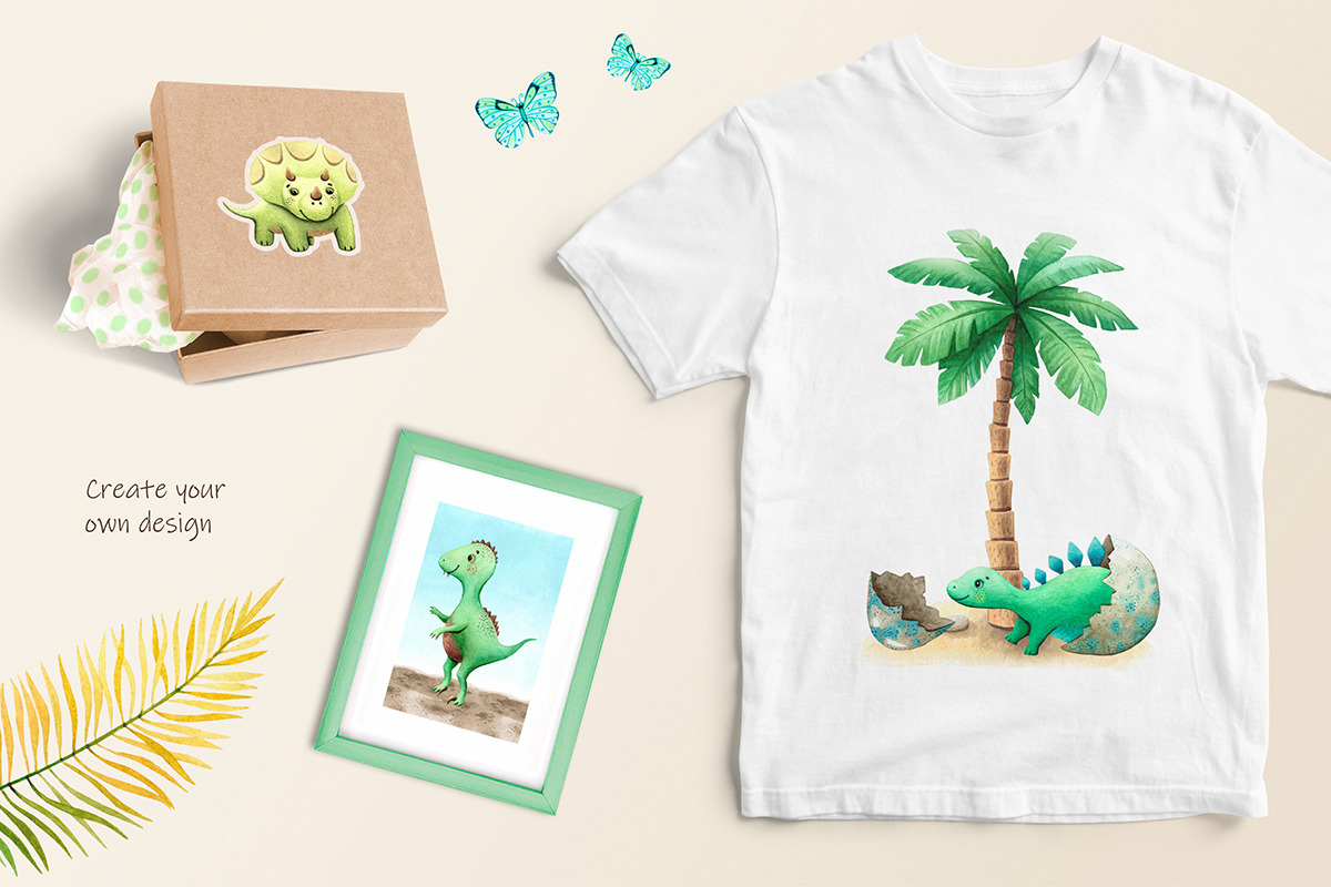 Watercolor Dinosaurs Collection, a Decorative Illustration by MariArtySpace (Photo 10 of 12)