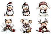 Cute Pastel Animal Christmas Clipart, an Illustration by Daily.Designs (Thumbnail 3 of 5)