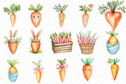 Spring Carrots Rabbit Clipart, an Illustration by Watercolor design (Thumbnail 2 of 12)