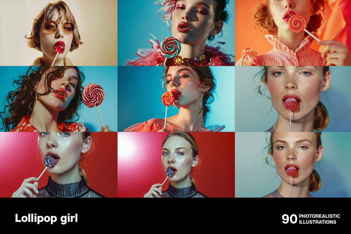 Lollipop girls. 90 images, a Person Illustration by Handmadefont (Photo 9 of 16)