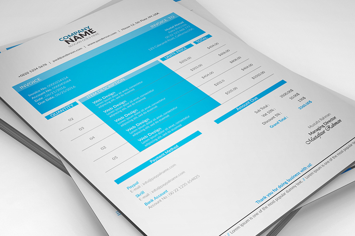 Colorful Invoices, a Stationery Template by DesignGhar