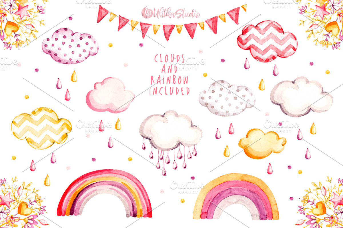 Unicorns Life. Watercolor collection, an Animal Illustration by UlitkaStudio (Photo 16 of 29)