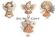 Whimsical Christmas Angel Clipart, an Illustration by Craft Nest (Thumbnail 5 of 9)