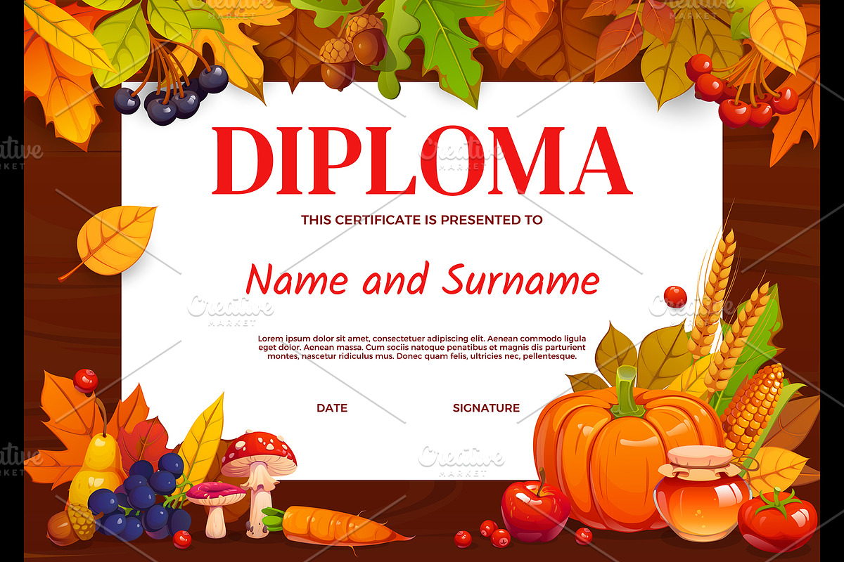 Kids diploma certificate, a Seasonal Illustration by Vector Tradition (Photo 1 of 3)