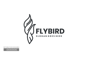 Fly Bird Line Art Logo
