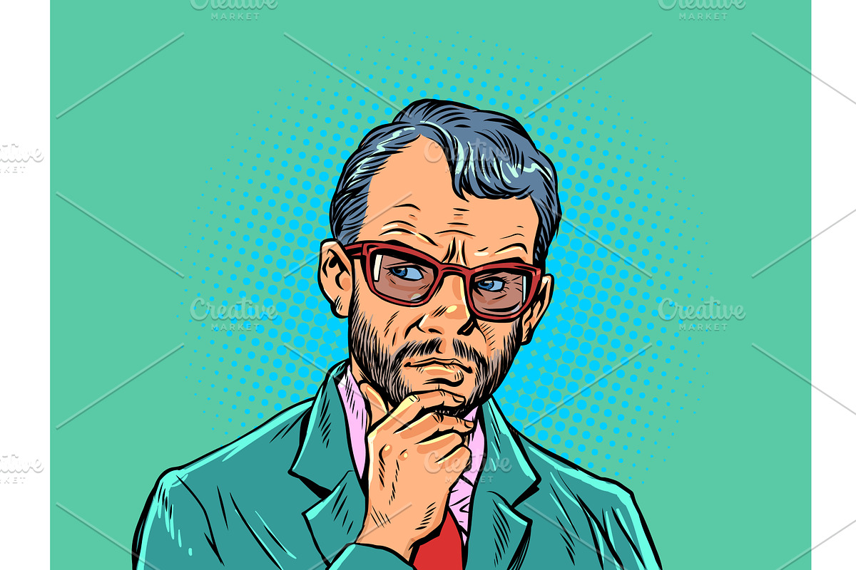 Pop Art Retro Thinking and solving, a Person Illustration by studiostoks