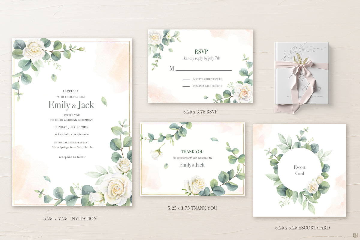 Eucalyptus Wedding Stationary, an Illustration by Elena Medvedeva (Photo 2 of 8)