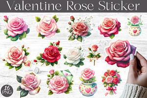 Valentine Rose Sticker clipart, an Illustration by Designworld
