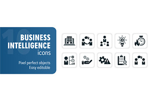Business intelligence glyph icon set, a Finance Illustration by Aimagenarium@gmail.com