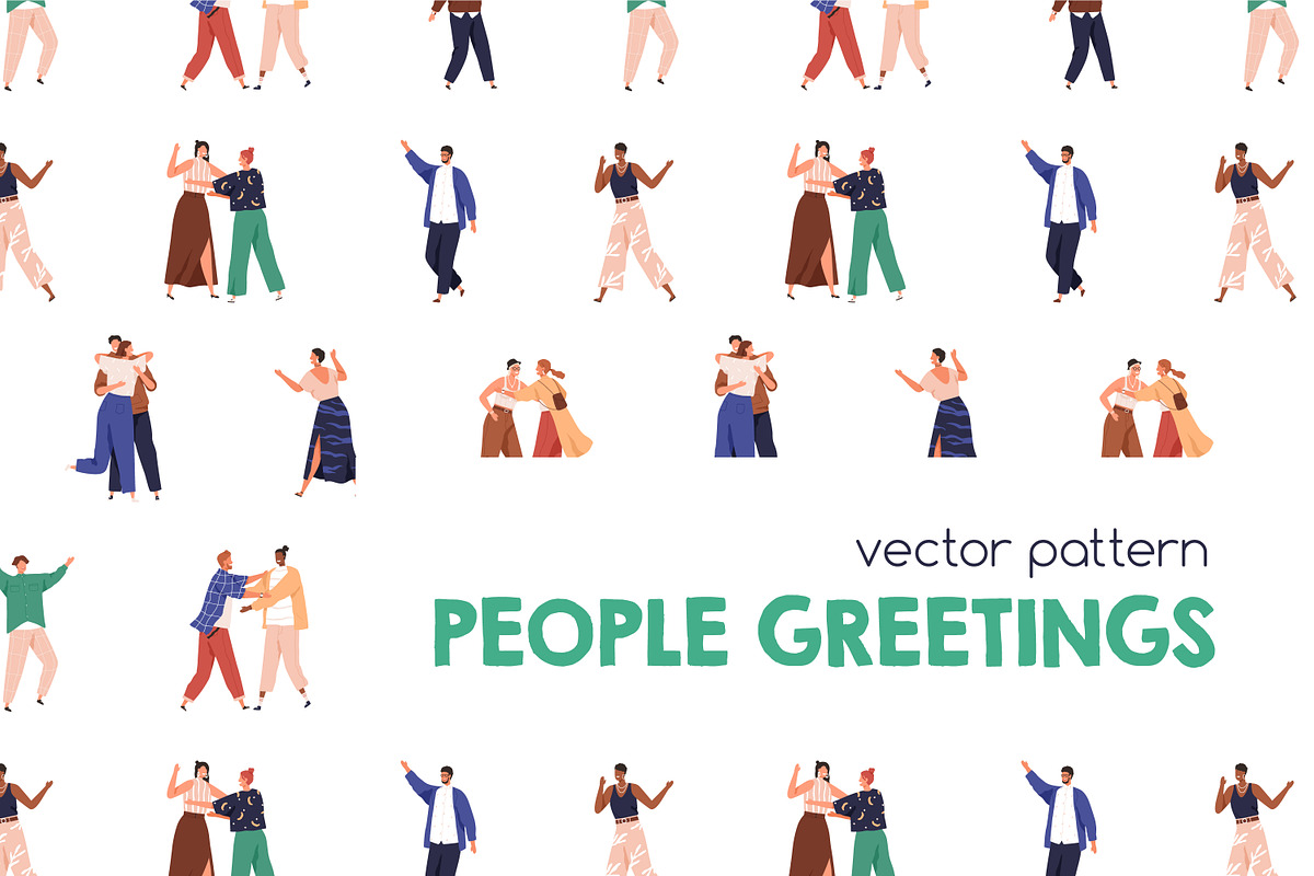 People greeting seamless pattern, a Pattern Graphic by Good Studio