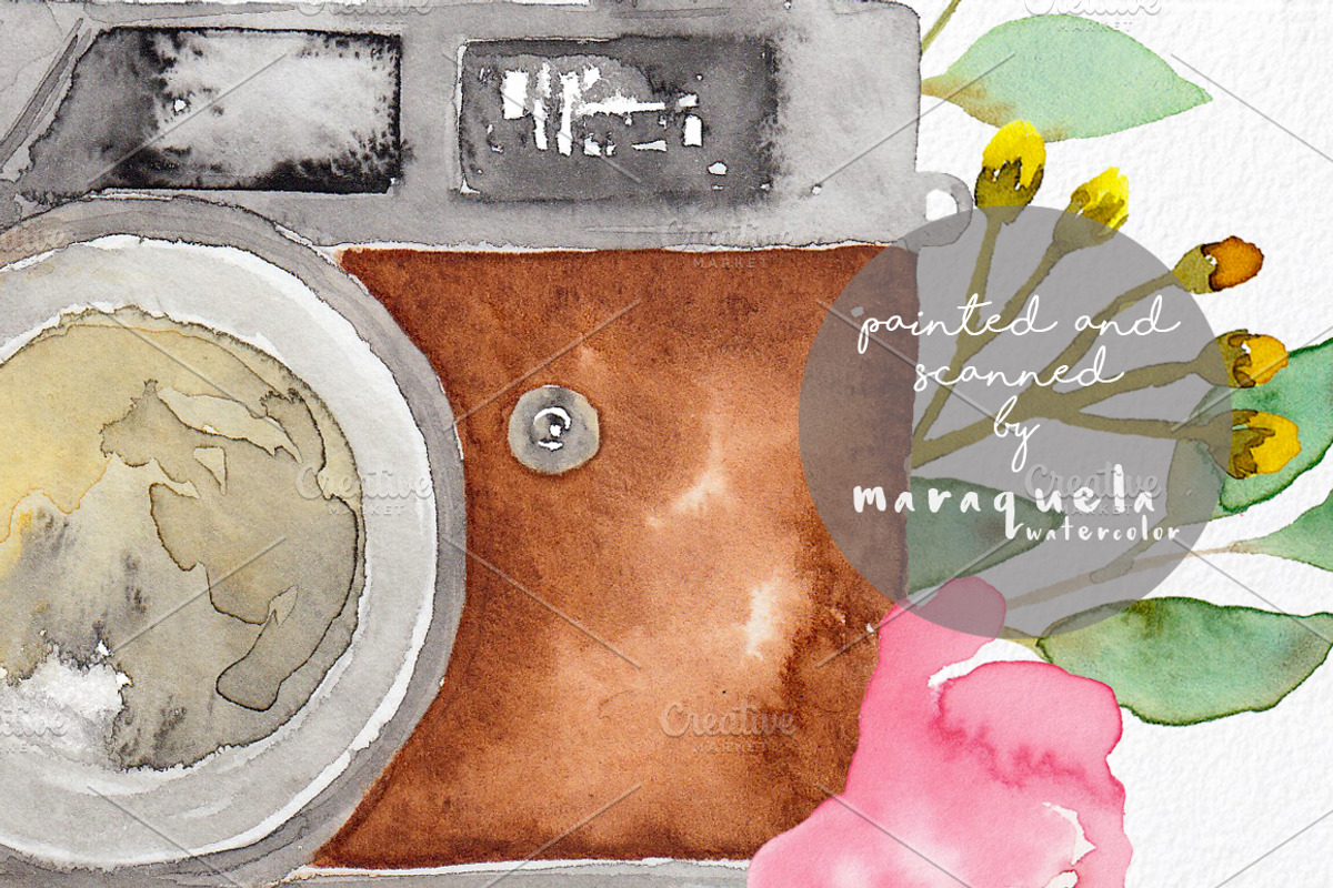 Vintage Cameras & Flowers Clipart, a Decorative Illustration by MaraquelaStudio (Photo 6 of 6)