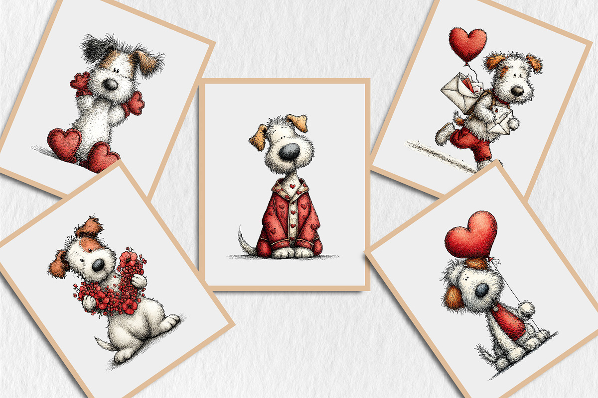 Whimsical Valentine Dogs Clipart, a Seasonal Illustration by Rose Art (Photo 5 of 6)