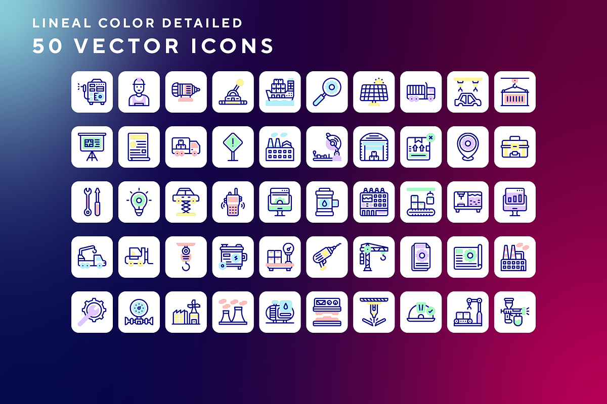 Manufacturing icons, an Outline Icon by Wencory (Photo 1 of 2)