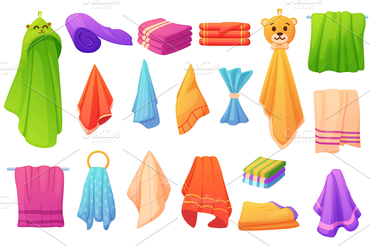 Cartoon towels. Soft fabric towel, an Object Illustration by LadadikArt