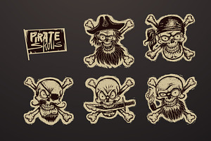 Pirate Skulls, Vector